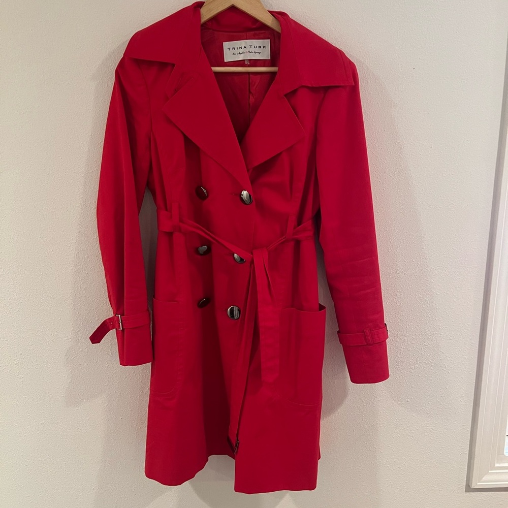 Trina Turk Vibrant Red Trench Coat